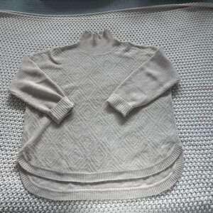 Tribal Women's Diamond-Knit Mock Neck Sweater - Light Taupe